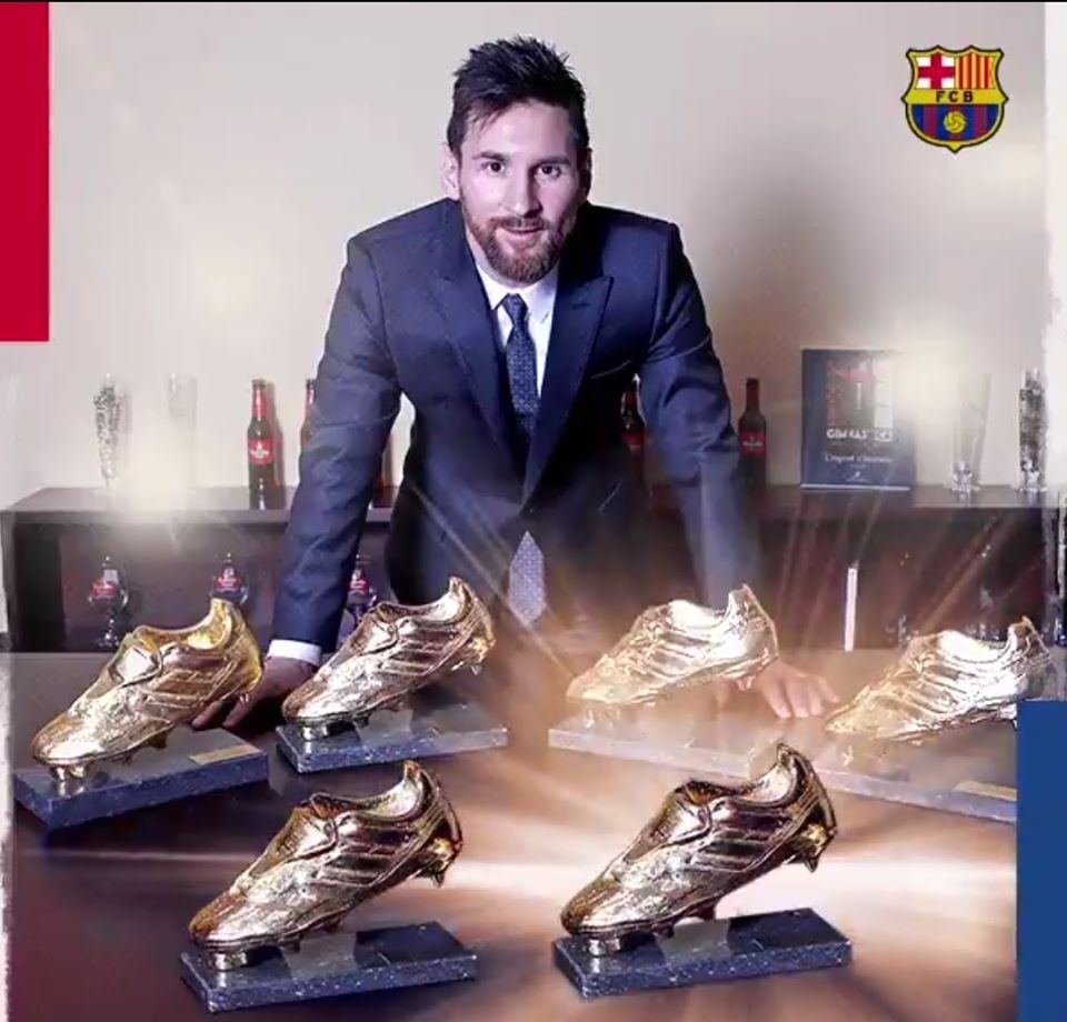 Leo Messi wins 'Golden Shoe' for record six times