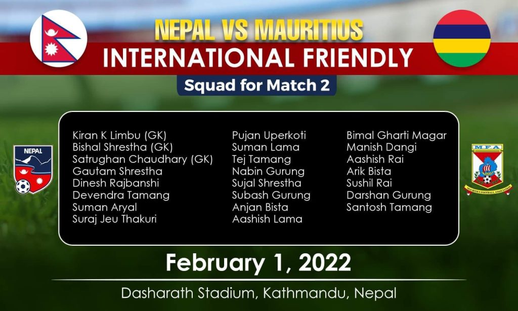 Nepal vs Mauritius Second Friendly Match.