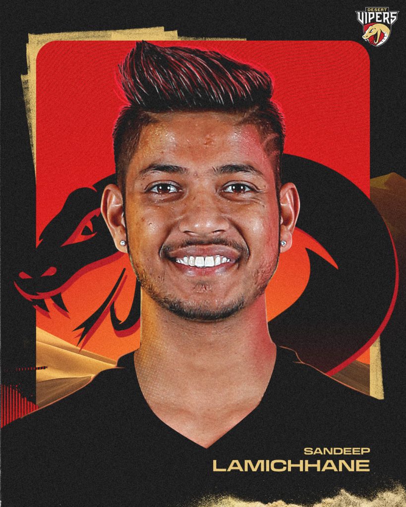 Lamichhane picked up by Desert Vipers for ILT20 League. 